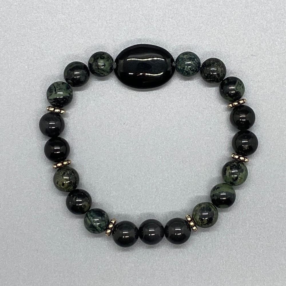 Black Onyx and Kambaba Jasper Gemstone